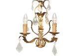 Casa Padrino Lampada Da Parete Barocca In Oro Antico 28 X 17 X H. 34 Cm - Elegante Lampada Da Parete In Cristallo - Lampada Da Parete Da Salotto In Stile Barocco - Luci Barocche - Qualità Lussuosa - Italy
