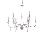 Casa Padrino Lampadario Liberty In Cristallo Argento Ø 82 X H. 75 Cm - Lampadario Rotondo In Metallo - Lampadario Da Salotto Barocco & Liberty - Illuminazione Barocca & Liberty