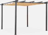 3X3M Pergola, Alluminio, Copertura Scorrevole, Beige