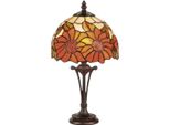 Casa Padrino Luxury Tiffany Stool Lamp Multicolore Ø 20 X H. 38 Cm - Lampada Da Tavolo Tiffany Rotonda - Lampada Da Tavolo Tiffany - Interni - Luci - Luci Di Tiffany