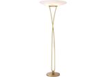 Casa Padrino Lampada Da Terra In Ottone Antico / Bianco Ø 69 X H. 188 Cm - Lampada Da Terra Con Paralume Rotondo In Vetro - Lampade Da Terra - Illuminazione - Mobili - Arredamento