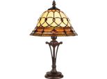 Casa Padrino Luxury Tiffany Table Lamp Multicolore Ø 25 X H. 47 Cm - Lampada Tiffany Da Tavolo Rotonda - Lampada Tiffany Da Sgabello - Luci Tiffany - Interni - Luci