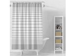 Tenda Da Doccia 180X180Cm, Vinile, Trasparente/Bianco, A Righe