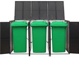 Vidaxl Contenitore Per Rifiuti Da 3 Tonnellate Nero 207X80X117 Cm In Poly Rattan