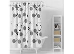 Tenda Da Doccia 180X180Cm, Vinile, Bianco, Fiori Neri