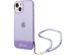 Guess Guhcp14Mhgcohu Custodia Rigida Per Iphone 14 Plus/ 15 Plus 6.7 Fioletowy/Purple Cinturino Perlato Traslucido