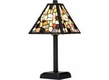Casa Padrino Lampada Sgabello Tiffany Nero / Multicolore 28 X 28 X H. 36 Cm - Lampada Da Tavolo Tiffany - Luci Tiffany - Interni - Luci - Lampade Tiffany