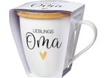 Ritzenhoff & Breker Becher Family Oma, Mit Untersetzer, Kaffeebecher, Tasse, Mit Henkel, Porzellan, Weiß, 560 Ml, 416596