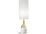 Casa Padrino Lampada Da Tavolo In Porcellana Bianca / Oro H53 X 17 Cm - Illuminazione Lampada Da Tavolo