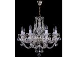 Casa Padrino Lampadario Barocco Argento Ø 61 X H. 57 Cm - Magnifico Lampadario In Ottone Con Vetro Di Cristallo Di Boemia - Nobile & Magnifico