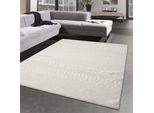 Tappeto Da Salotto Recycle Con Motivo Effetto Alto-Basso - Morbido - Crema Dimensioni - 200 X 290 Cm