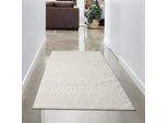Tappeto Da Salotto Recycle Con Motivo Effetto Alto-Basso - Morbido - Crema Dimensioni - 80 X 150 Cm