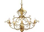 Casa Padrino Lampadario Barocco Oro 106 X 65 X H. 90 Cm - Magnifico Lampadario Da Salotto In Stile Barocco - Lampadario Da Hotel In Stile Barocco - Qualità Lussuosa - Italy