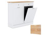Costway Comò, Armadio Portarifiuti, Armadio Da Cucina Con Piano In Legno Gommato, Tagliere E 2 Cassetti Portaoggetti, Armadio Portarifiuti Nascosto, Bianco