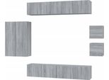 Vidaxl Set Di Mobili Tv 8 Pezzi In Legno Grigio Sonoma