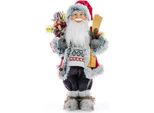 Magichome Decorazione Natalizia, Babbo Natale Con Sci E Legno, 60 Cm