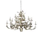 Casa Padrino Lampadario Barocco Argento Ø 140 X H. 100 Cm - Magnifico Lampadario Da Salotto In Stile Barocco - Qualità Lussuosa - Italy
