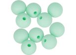10 Perle Rotonde In Silicone 10 Mm - Verde Acqua
