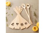 Tuuli Set Di 6 Cucchiai Da Cucina E Spatole In Legno Di Faggio Con Motivo 30 Cm