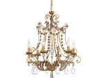 Casa Padrino Lampadario Barocco In Cristallo Oro Antico / Argento Antico Ø 62 X H. 73 Cm - Magnifico Lampadario Da Salotto In Stile Barocco - Qualità Lussuosa - Italy