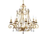 Casa Padrino Lampadario Barocco In Cristallo Oro Antico / Argento Antico Ø 83 X H. 88 Cm - Magnifico Lampadario Da Salotto In Stile Barocco - Qualità Lussuosa - Italy