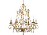 Casa Padrino Lampadario Barocco In Cristallo Oro Antico/Argento Antico Ø 64 X H. 60 Cm - Magnifico Lampadario Da Salotto In Stile Barocco - Qualità Lussuosa - Italy