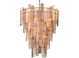 Casa Padrino Lampadario Grigio / Ottone Antico Ø 114 X H. 141 Cm - Lampadario Rotondo In Vetro - Lampadario Per Soggiorno - Lampadario Per Hotel - Mobili - Interni