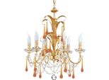 Casa Padrino Lampadario Barocco Oro/Arancio Ø 50 X H. 56 Cm - Magnifico Lampadario Da Salotto In Stile Barocco - Lampadario Da Hotel In Stile Barocco - Qualità Lussuosa - Italy