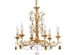 Casa Padrino Lampadario Barocco In Oro Antico Ø 62 X H. 61 Cm - Magnifico Lampadario Da Salotto In Stile Barocco - Qualità Lussuosa - Italy