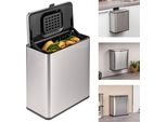 B-Goods Eluno Bidone Per Rifiuti Organici 6L Con Filtro Antiodore, Da Appendere, Appoggiare O Incollare, Bidone Per Compost, 3 Opzioni Di Montaggio, Acciaio Inox