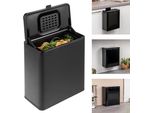Bidone Per Rifiuti Organici Eluno 6L Con Filtro Antiodore, Da Appendere, Appoggiare O Incollare, Bidone Per Compost, 3 Opzioni Di Montaggio, Nero Opaco