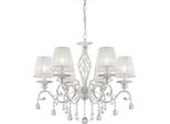 Casa Padrino Lampadario Barocco In Cristallo Bianco E Oro Ø 63 X H. 76-116 Cm - Lampadario Rotondo In Stile Barocco - Lampadario Barocco Da Salotto - Nobile & Magnifico