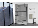Schermo Doccia Marwell Dal Design Moderno 140 X 195 Cm Incl. Supporto A Soffitto - Doccia In Vetro Con Profilo A Parete Nero Opaco - Vetro Di Sicurezza Temperato Per La Massima Sicurezza - Installazione Su Piatto Doccia O Piastrelle