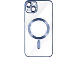 Custodia In Silicone Magsafe Apple Iphone 13 Protezione Fotocamera Cornice Cromata Blu