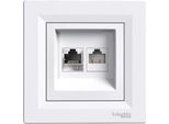 Presa Per Rete E Telefono Cat.5E Utp Con Cornice, Bianco Schneider Asfora EPH4900121/SCH