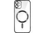 Custodia In Silicone Magsafe Apple Iphone 11 Protezione Fotocamera Cornice Cromata Nero