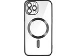 Custodia In Silicone Magsafe Apple Iphone 12 Pro Protezione Fotocamera Cornice Cromata Nero