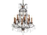 Casa Padrino Lampadario Barocco In Cristallo Nero/Rame Ø 90 X H. 130 Cm - Magnifico Lampadario In Stile Barocco - Lampadario Barocco Da Salotto - Nobile & Magnifico