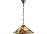 Casa Padrino Lampada A Sospensione Tiffany Multicolore 43 X 43 X H. 75 Cm - Lampada A Sospensione Tiffany Art Deco - Lampada A Sospensione Per Soggiorno - Lampada A Sospensione Deco - Luci Art Deco - Luci Tiffany