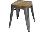 Sgabello Bolero Bistro In Acciaio Con Seduta In Legno - Grigio (4 Pezzi)