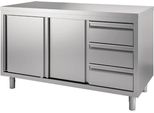 Armadio Da Lavoro Gastro M 1400X700X880 Mm Con 3 Cassetti E 2 Ante Scorrevoli