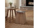 Sgabello HWC-L76, Sgabello In Legno, Legno Massiccio Industriale Mvg, Naturale Con Aspetto Metallico
