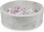 Piscina Di Palline Di Marmo Con 200 Palline Rosa Chiaro, Bianco Perlato E Trasparenti - 90 X 30 Cm - Rotonda