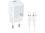 Usams ŁAd. Siec. 1Xusb-C T45 30Wpd3.0 Ricarica Rapida +Cavo U63 Usb-C/Lightning BiałY/Bianco Uxtzh02 (Usams-Ux)
