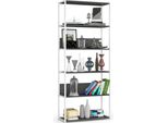 Mensola In Metallo Loft 80 Cm Bianco-Grigio 6 Ripiani