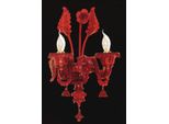 Casa Padrino Lampada Da Parete Barocca Rossa 25 X 25 X H. 48 Cm - Magnifica Lampada Da Parete In Vetro Di Murano In Stile Barocco - Luci Barocche - Qualità Lussuosa - Italy