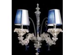 Casa Padrino Lampada Da Parete Barocca Blu/Argento 25 X 25 X H. 36 Cm - Magnifica Lampada Da Parete In Vetro Di Murano In Stile Barocco - Luci Barocche - Qualità Lussuosa - Italy