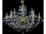Casa Padrino Lampadario Barocco Oro/Blu Ø 80 X H. 60 Cm - Magnifico Lampadario In Stile Barocco Con Vetro Di Cristallo Bohemien - Nobile & Magnifico