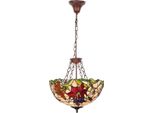 Casa Padrino Lampada A Sospensione Tiffany Multicolore / Marrone Ø 40 X H. 85 Cm - Lampada A Sospensione Tiffany Art Deco - Lampada A Sospensione Per Soggiorno - Lampada A Sospensione Decorativa - Luci Tiffany - Luci Art Deco