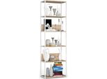 Mensola In Metallo Loft 600 Bianca/Sonoma Rovere Con 6 Ripiani Per Soggiorno E Ufficio